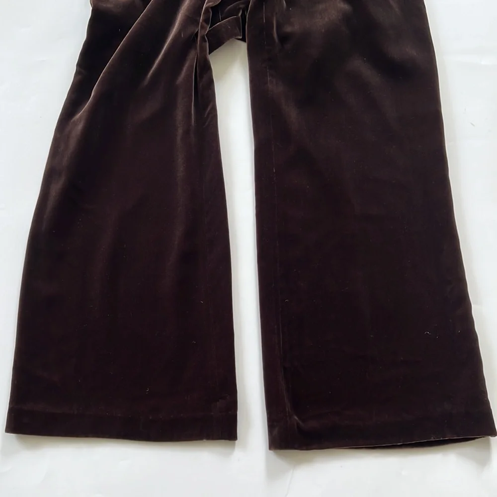 Lauren RL rich brown fluid silk blend velvet pants fully lined LIKE NEW - Picture 4 of 6